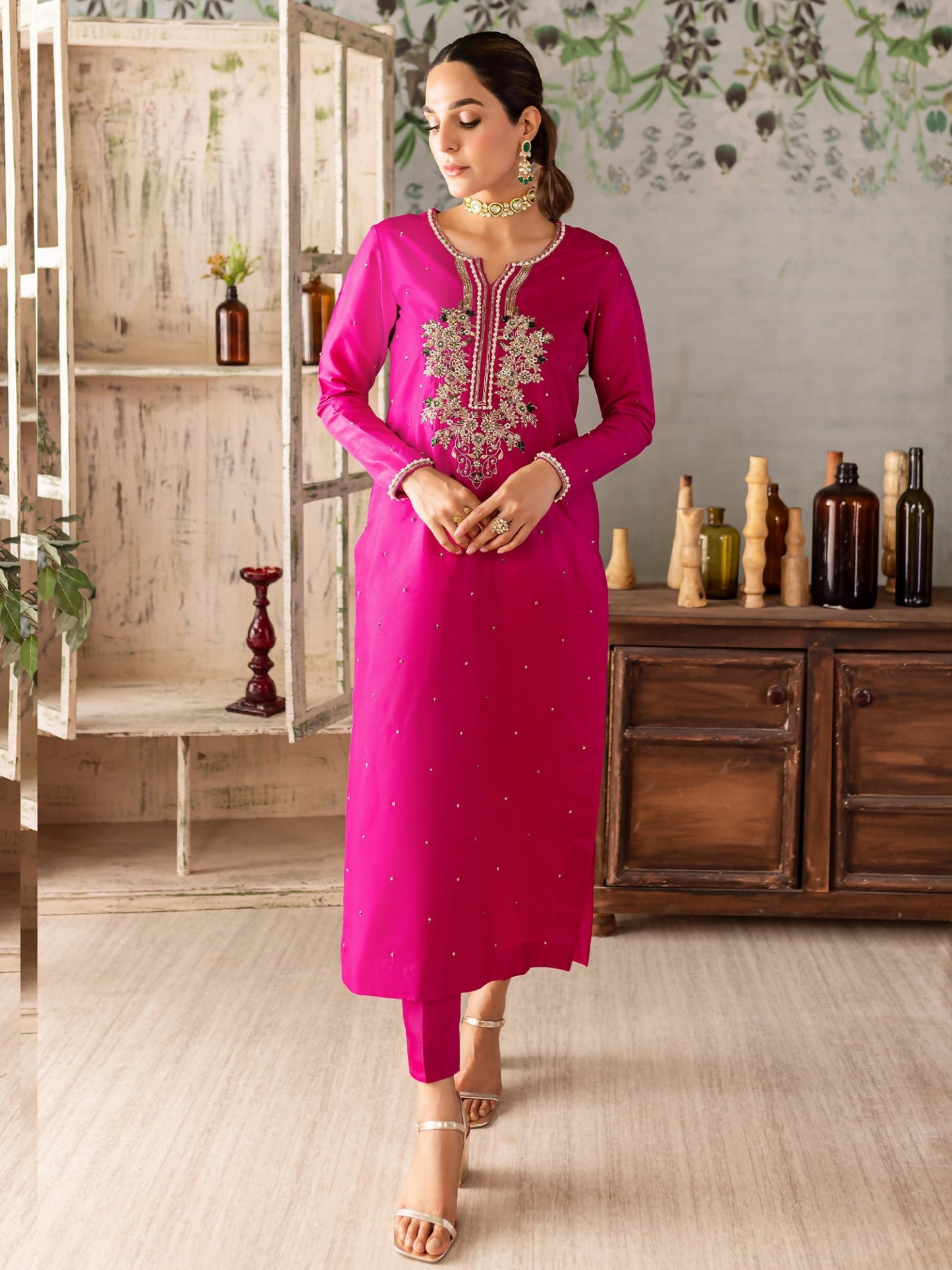 Allure By IH Raw Silk Embellished Stitched 3-Piece Suit-Tanya