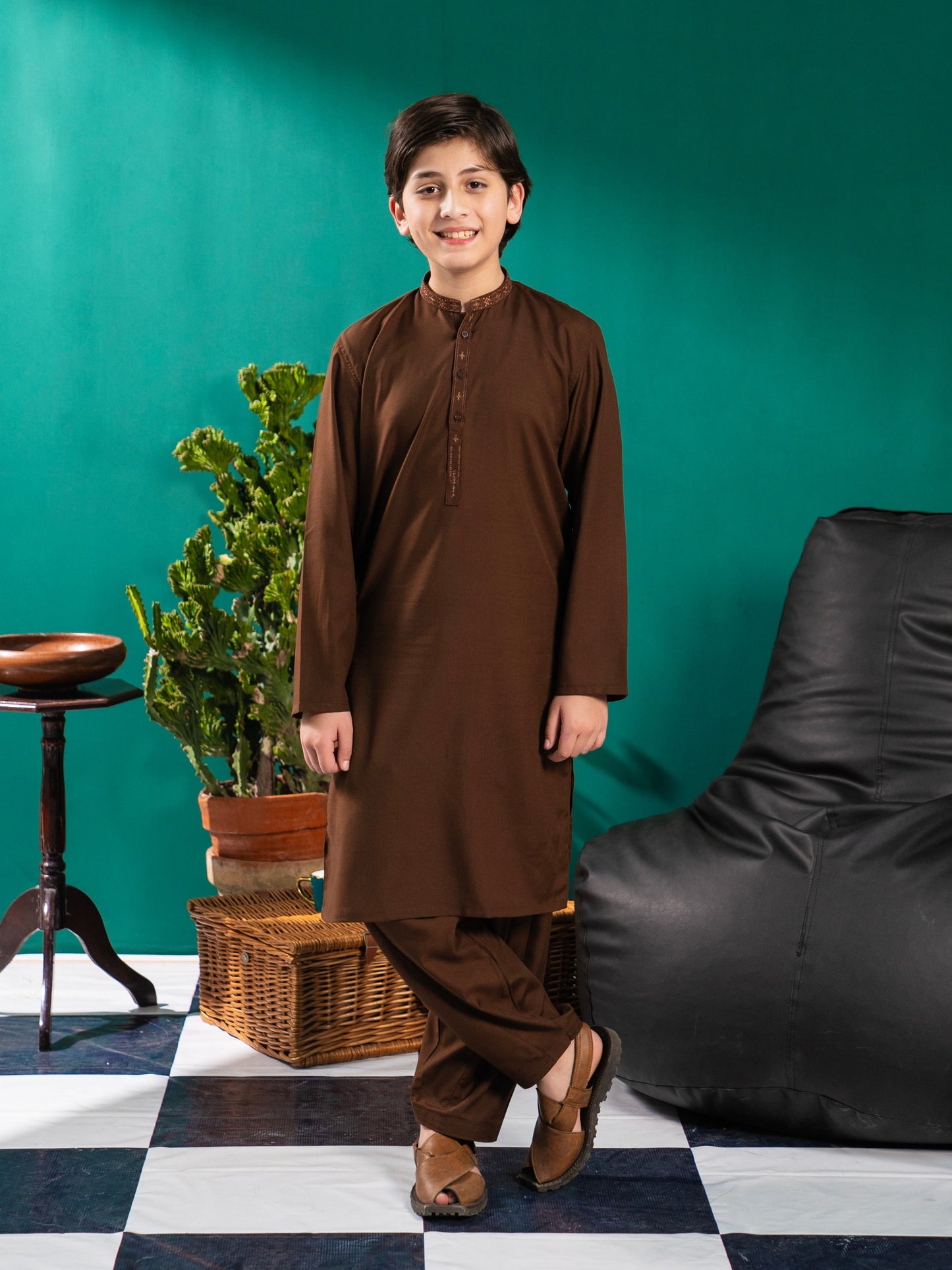 Velvour Boys Cotton Embroidered Stitched Shalwar Kameez-VB174-B