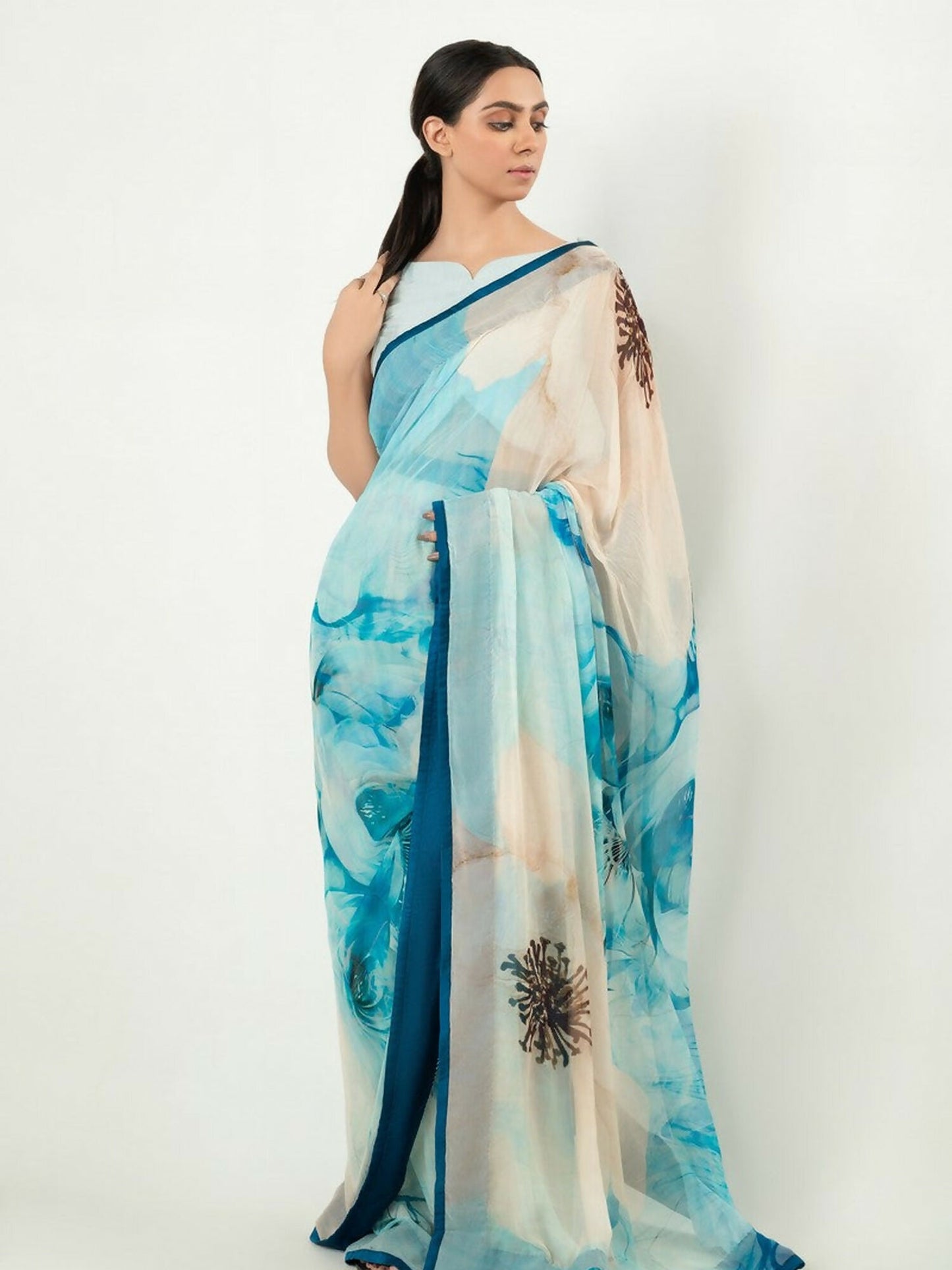 Imran Aftab Chiffon Printed Unstitched Saree-IASC 21