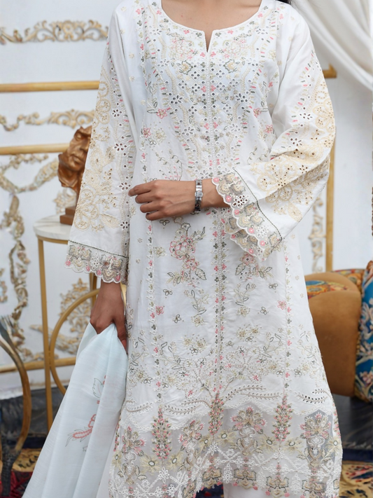RB Pret & Couture Cotton Embroidered Stitched 3-Piece Suit-12