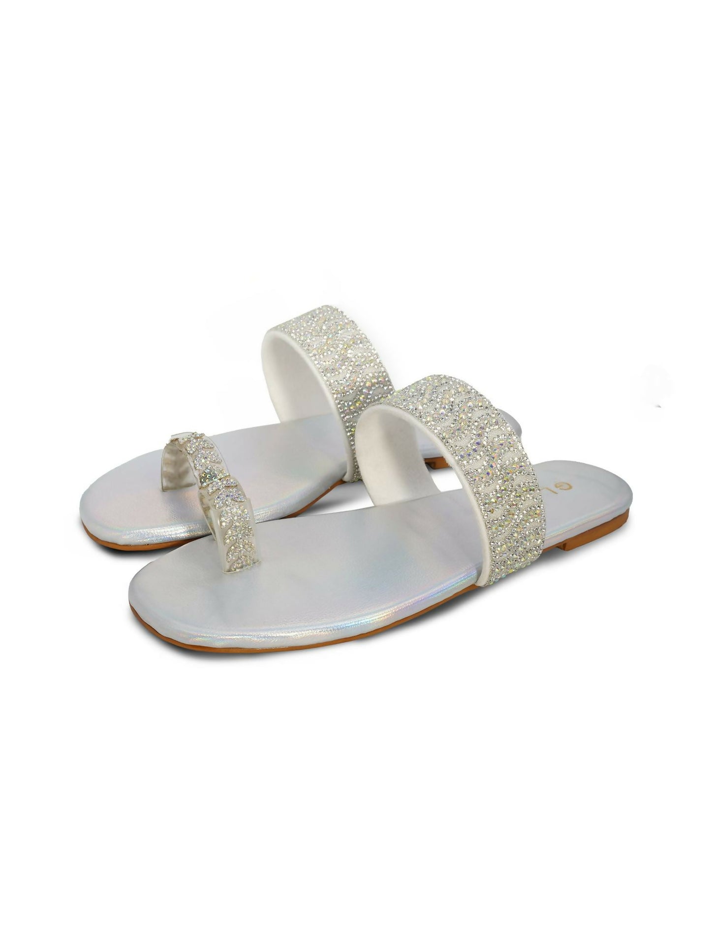 Silver Royale Leather Women’s Slides-779