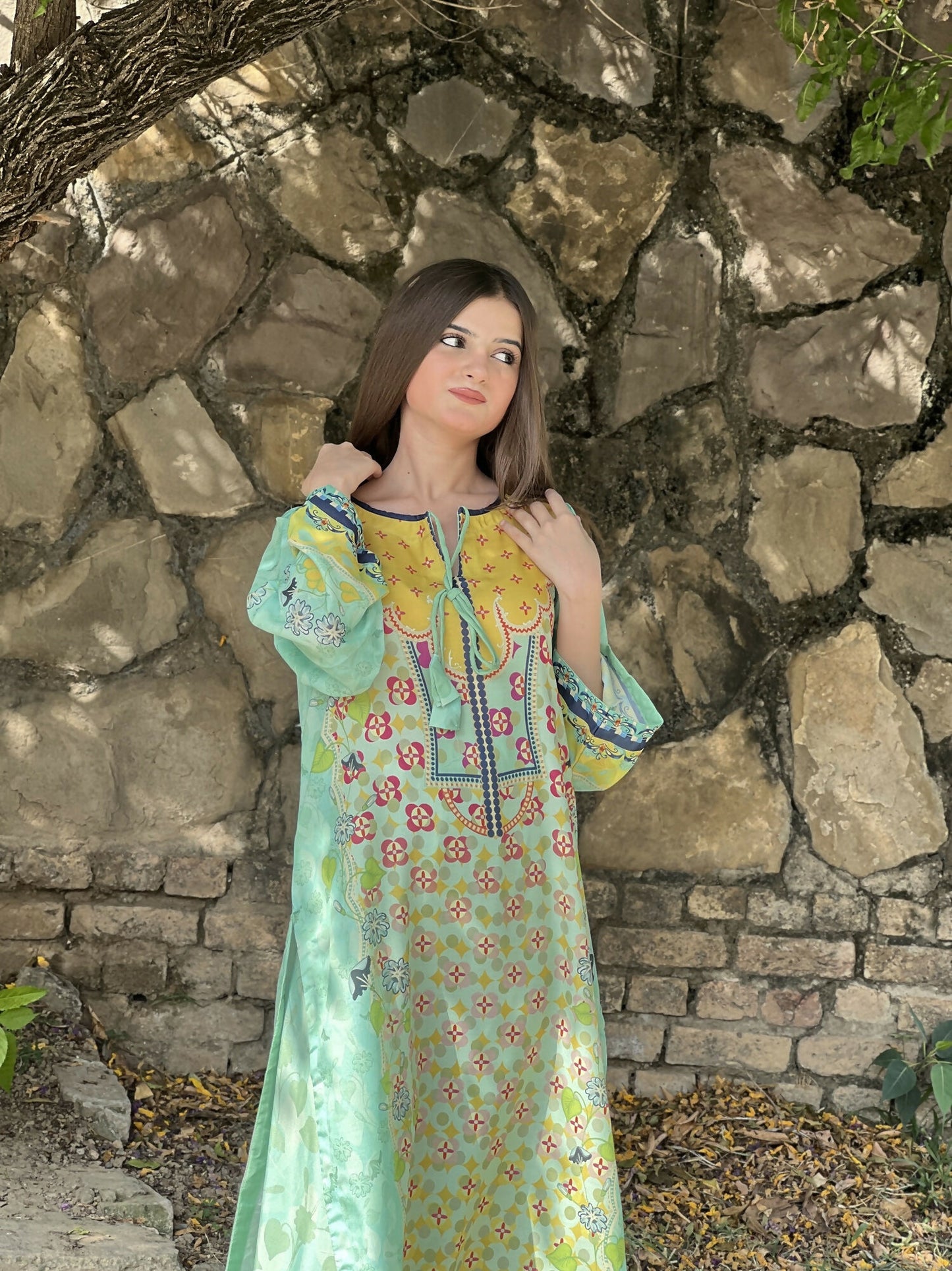 Tehzeeb Libas Silky Lawn Printed Stitched 2-Piece Suit-SHIZA