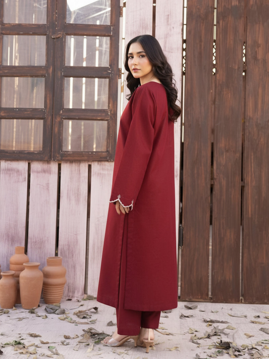 Panache Apparel Winter Core Khaddar Embroidered Stitched 2-Piece Suit-Kindle