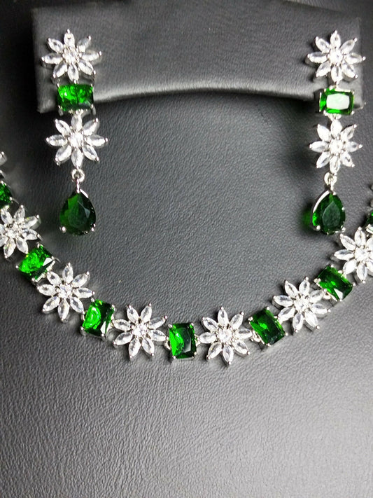 H&A Jewellery One Carat Silver Plated American Diamond Set