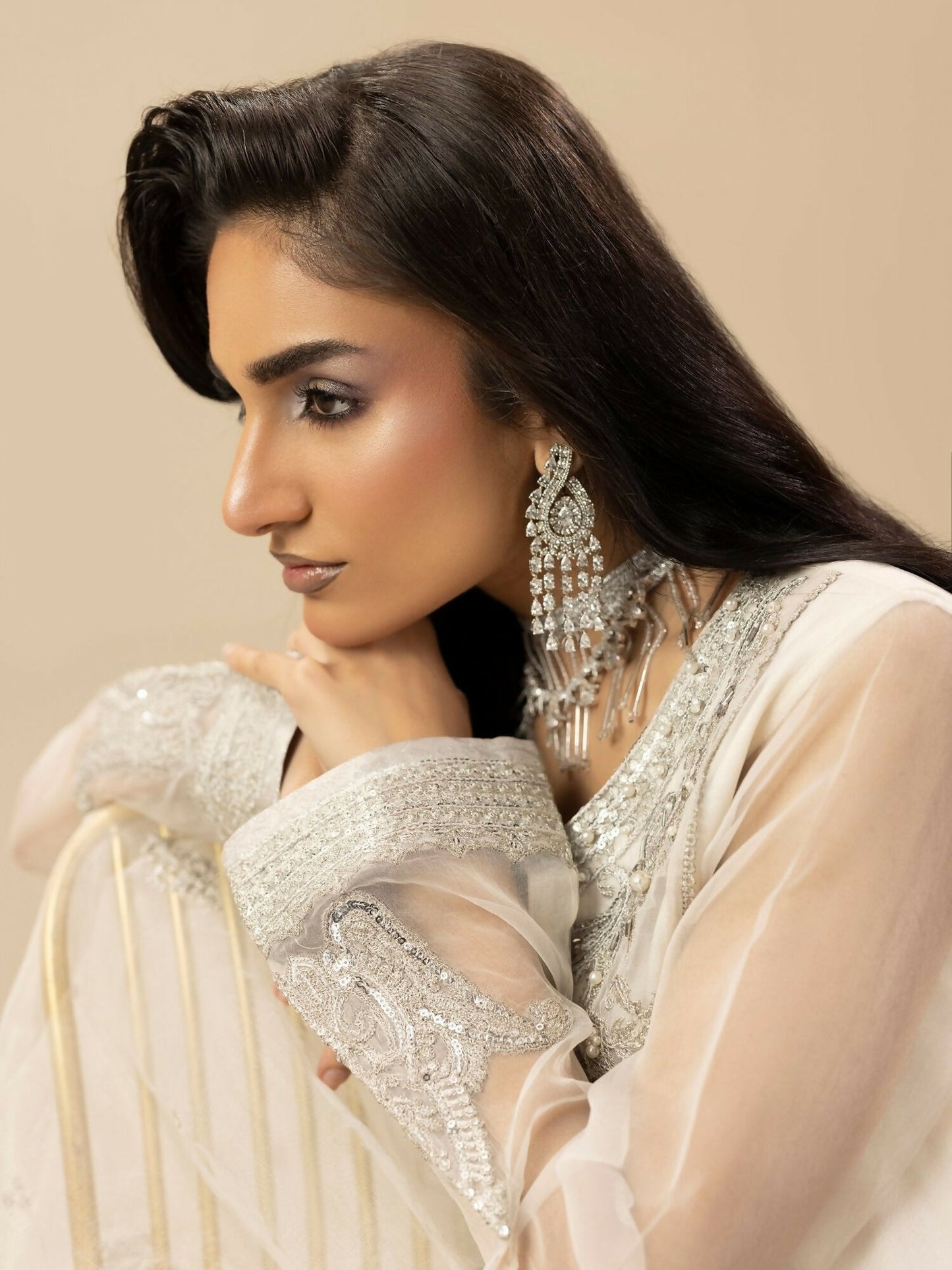 Shurooq Garden Of Dreams Organza Embroidered Stitched 3-Piece Suit-Jasmine