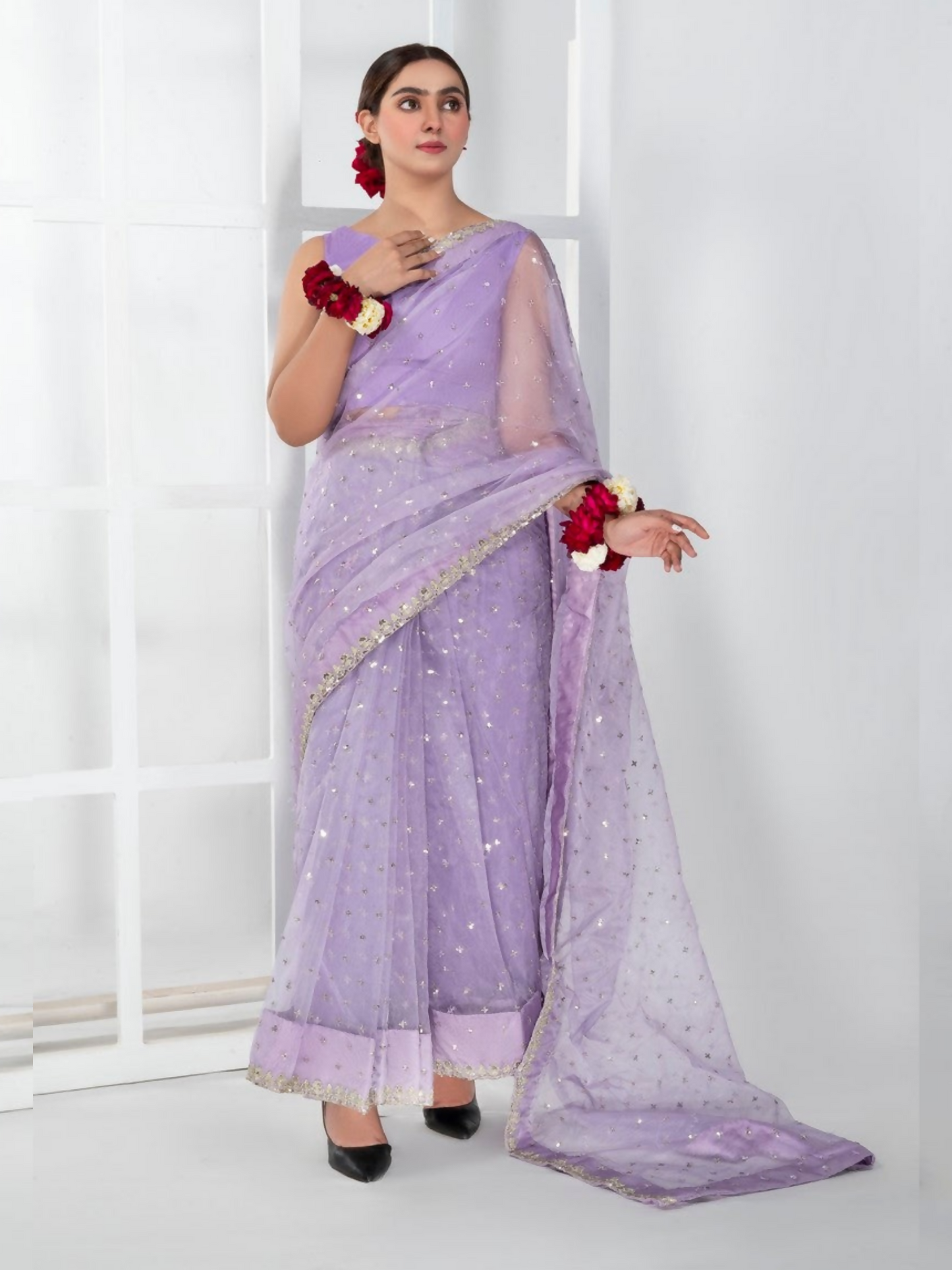 Imran Aftab Lux Winter Wedding Organza Embroidered Unstitched Saree-IASC-26