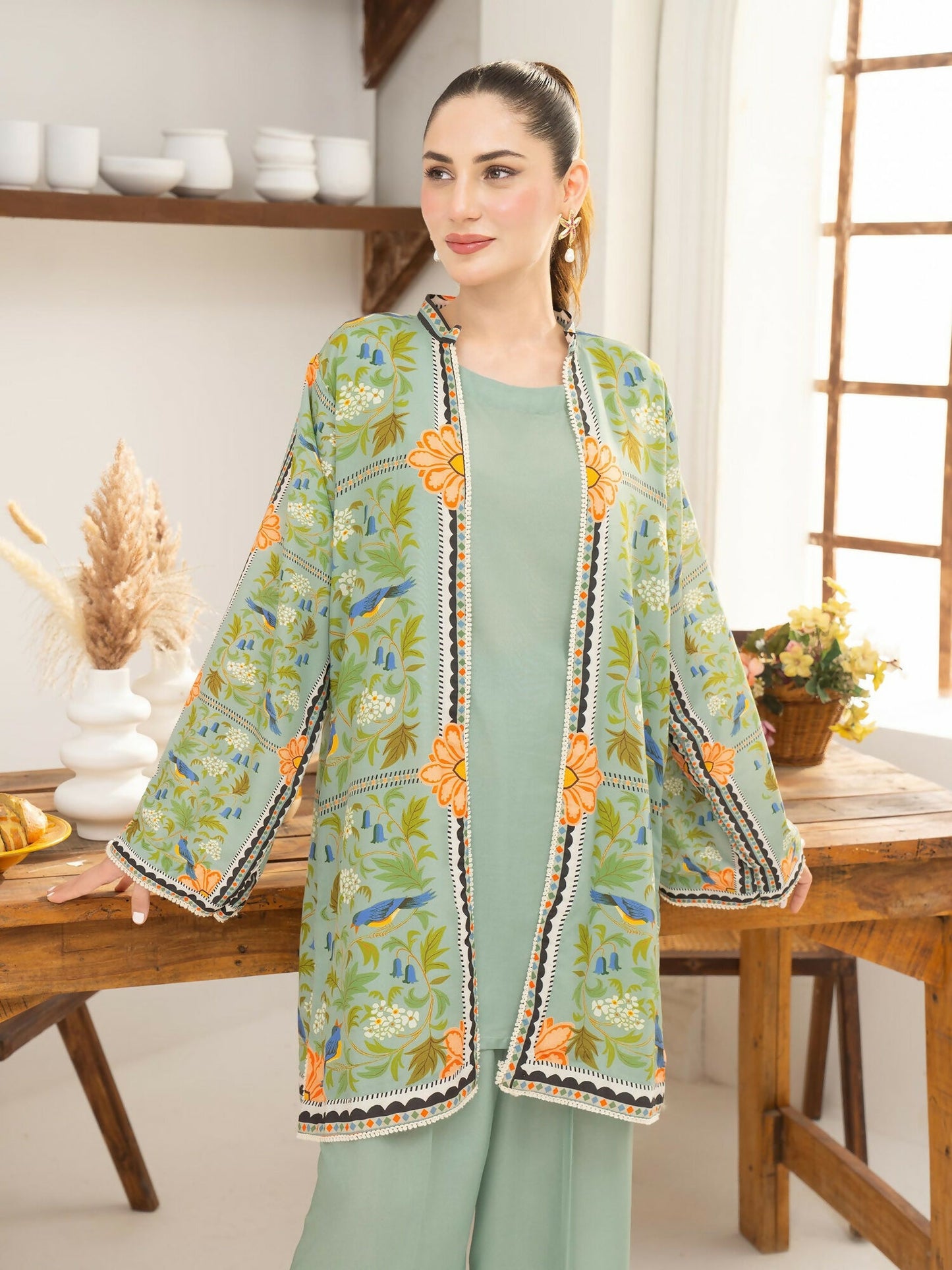 Panache Apparel Florise Lawn Printed Co-Ord Set-Ocean Mist