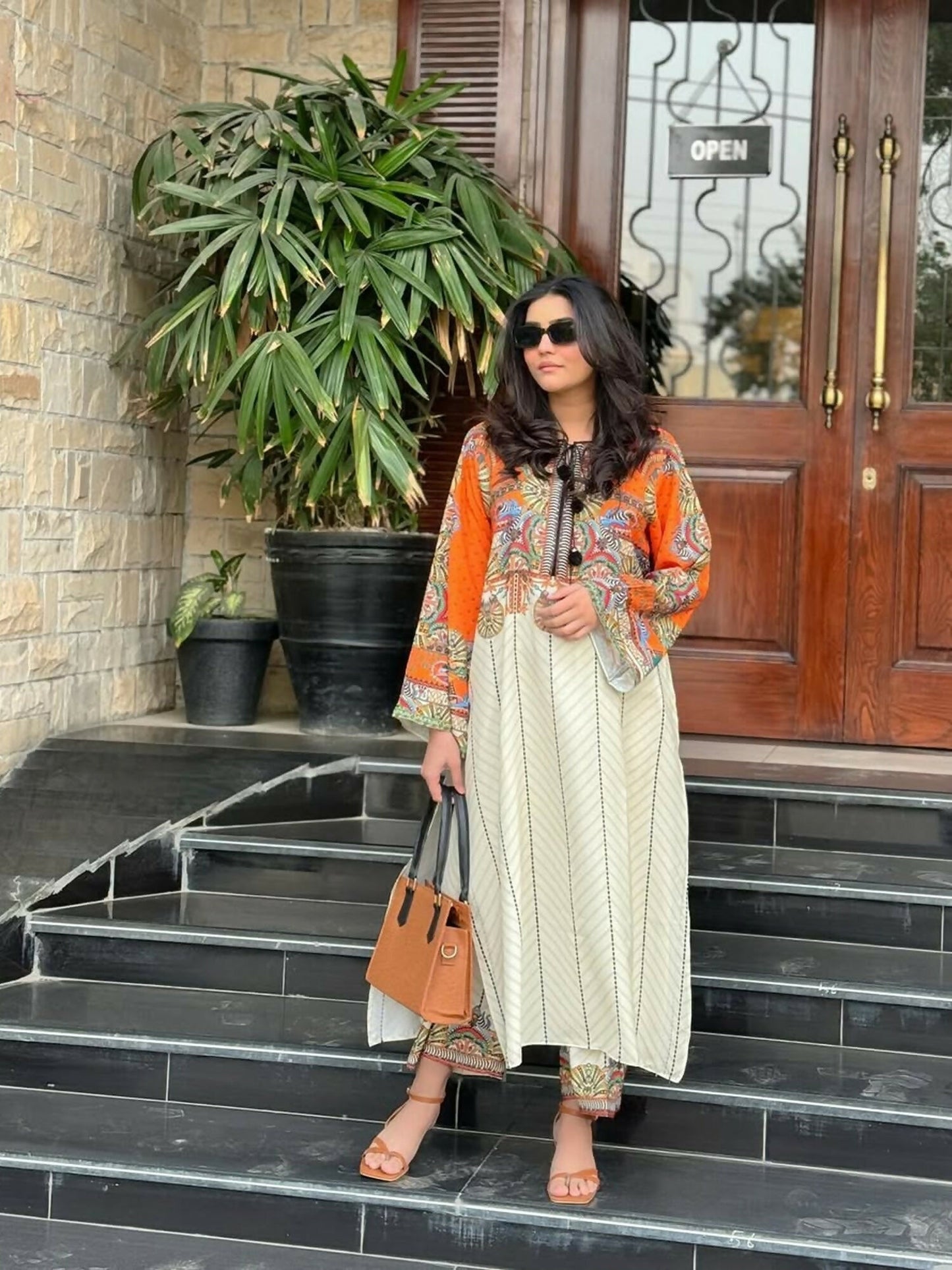Tehzeeb Libas Silky Lawn Printed Stitched 2-Piece Suit-HIRA