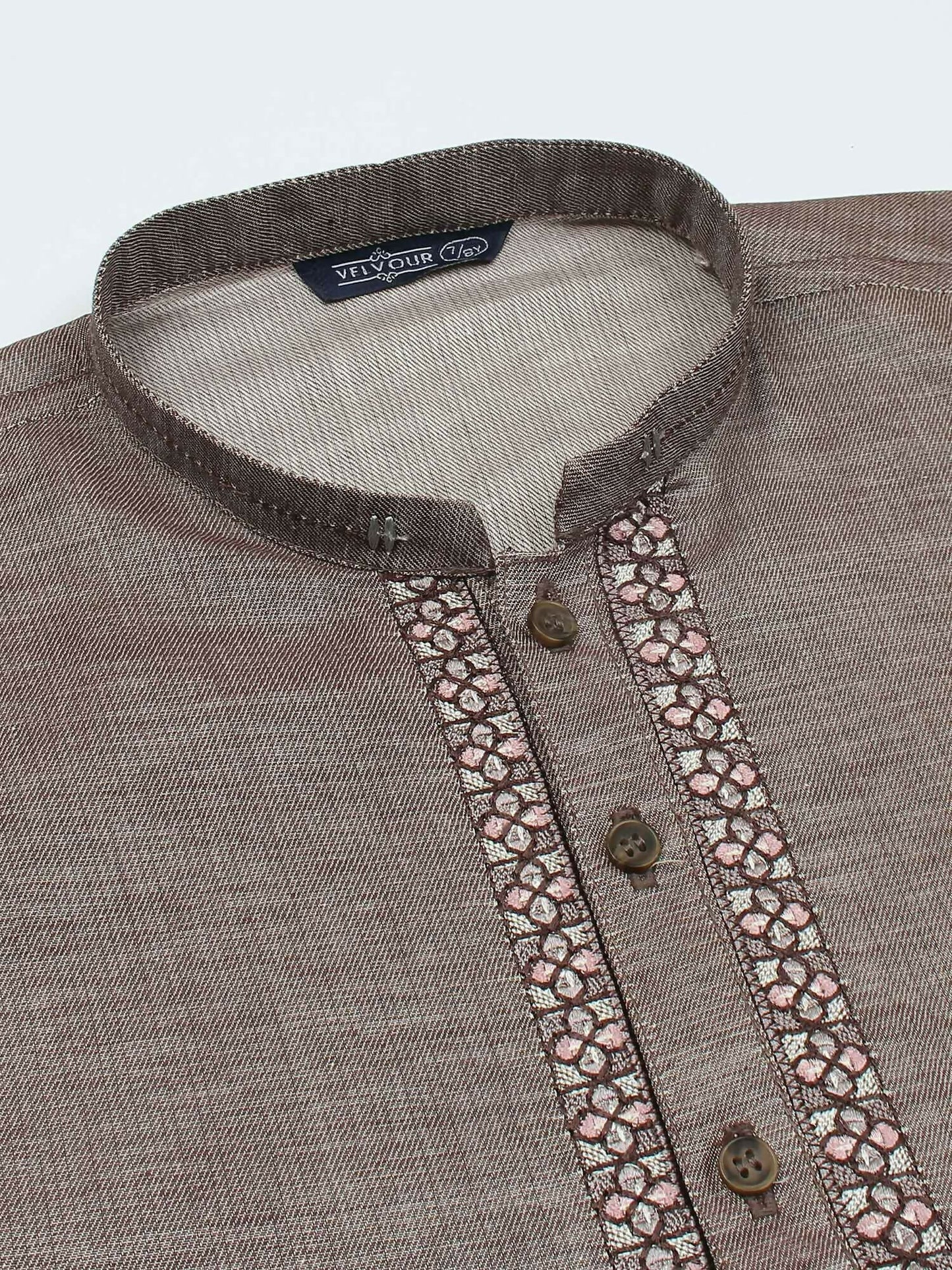 Velvour Boys Cotton Embroidered Stitched Kurta-VB200-B