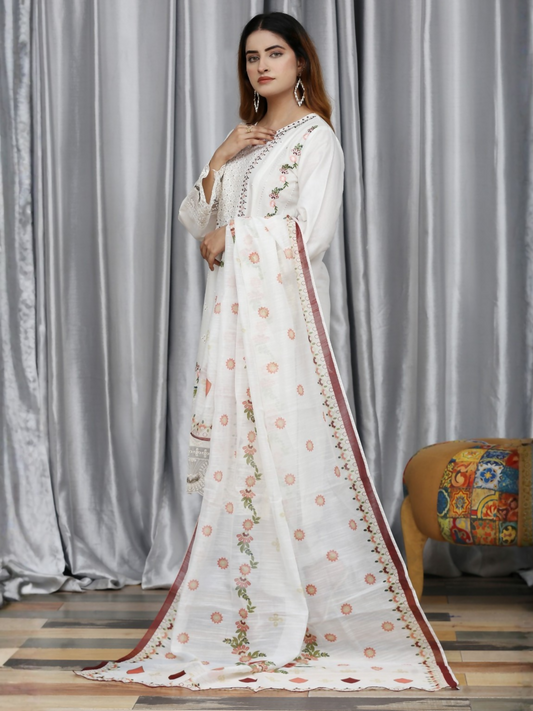 RB Pret & Couture Cotton Embroidered Stitched 3-Piece Suit-11