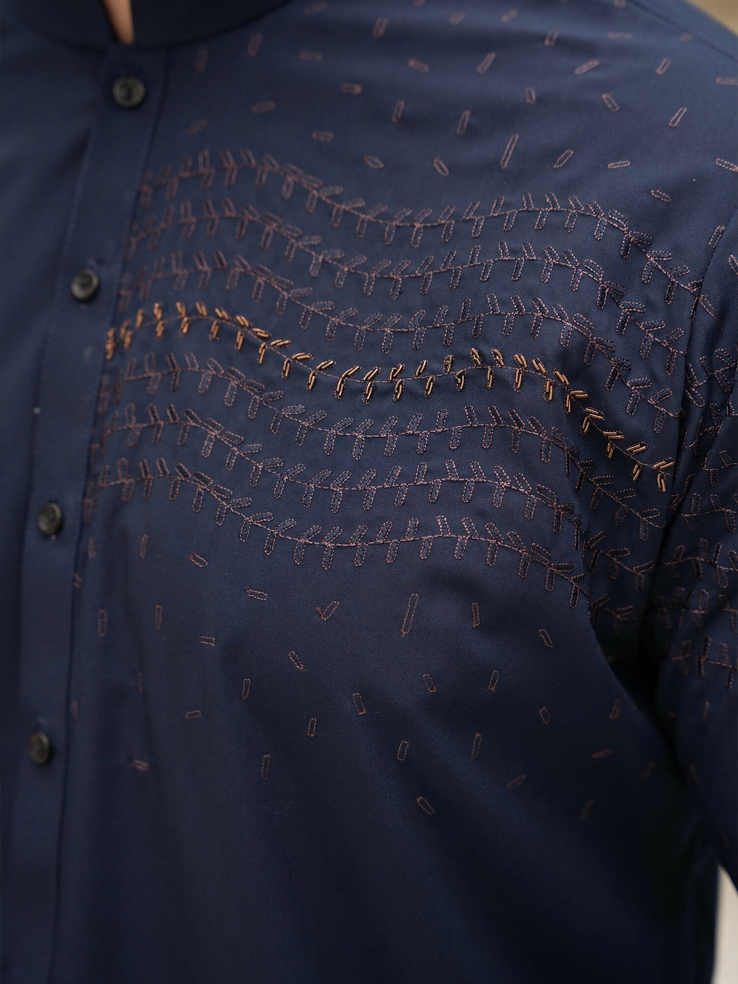 Fabrich Men Wash & Wear Embroidered Unstitched Shalwar Kameez-Navy