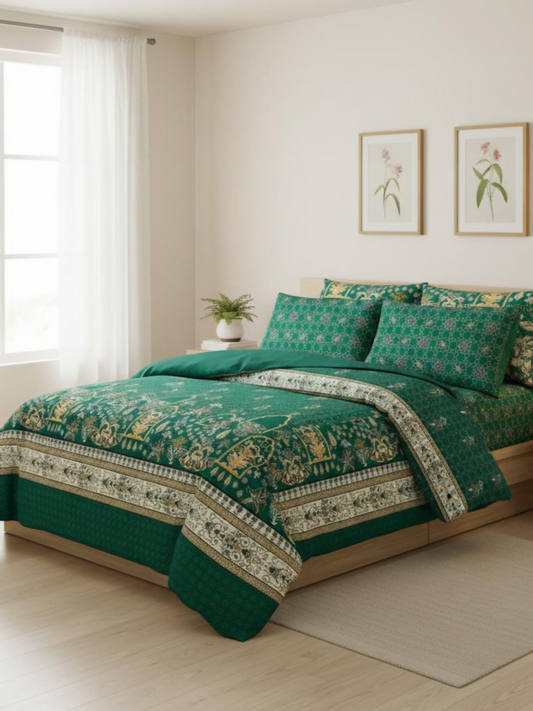 Dynasty Printed 3 Piece King Bedsheet Set-161