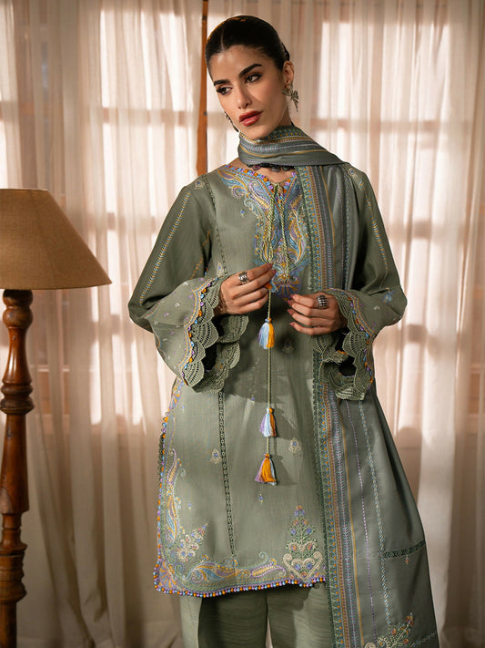 Binilyas Gulrukh Khaddar Embroidered Unstitched 3-Piece Suit-64-A