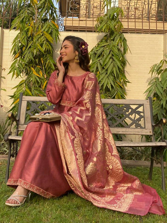 Mannat Clothing Organza Jamawar Dupatta-Elina-Zoha