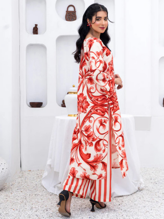 MH Cloth House Soft Khaddar Printed Stitched 2-Piece Suit-Mehr