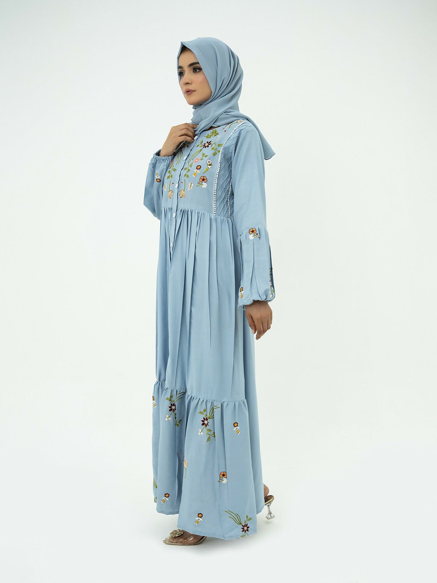 Kachy Dhaagy Dhanak Embroidered Maxi