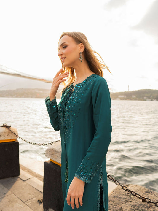 Farooq Hameed Studio EiD Collection'26 Pure Silk Embroidered Stitched 3-Piece Suit-Gulrukh