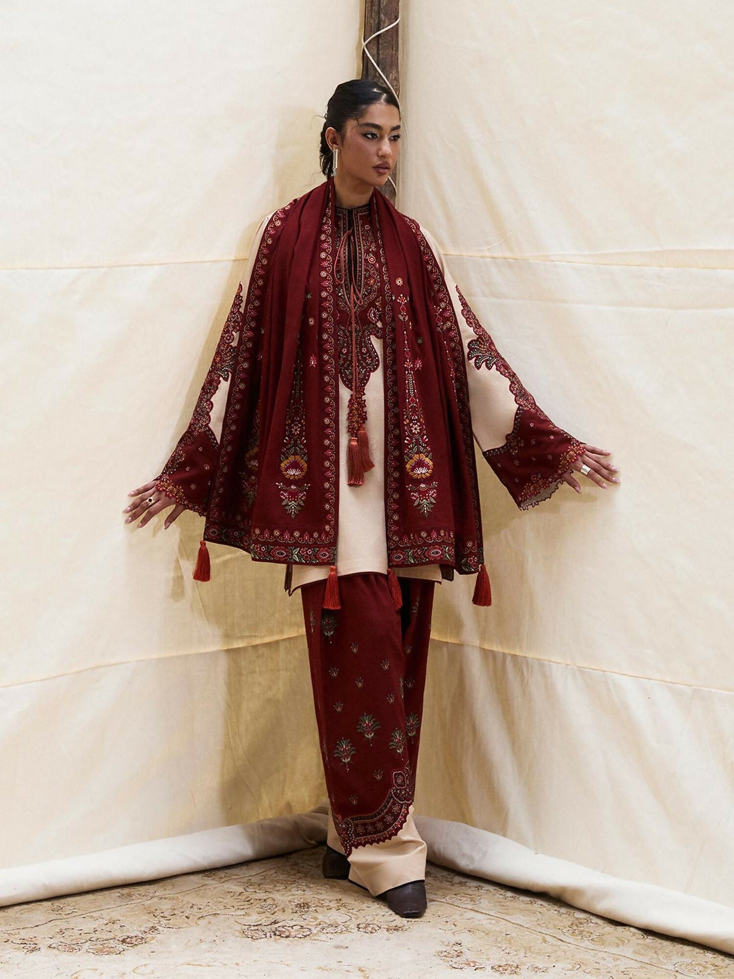 Jugnu By Hussain Rehar AW 25 - Edit I Karandi Embroidered Stitched 2-Piece Suit-Bareen