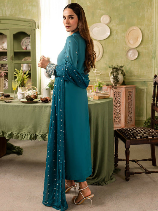 Allure By IH Raw Silk Embellished Stitched 3-Piece Suit-Mahira