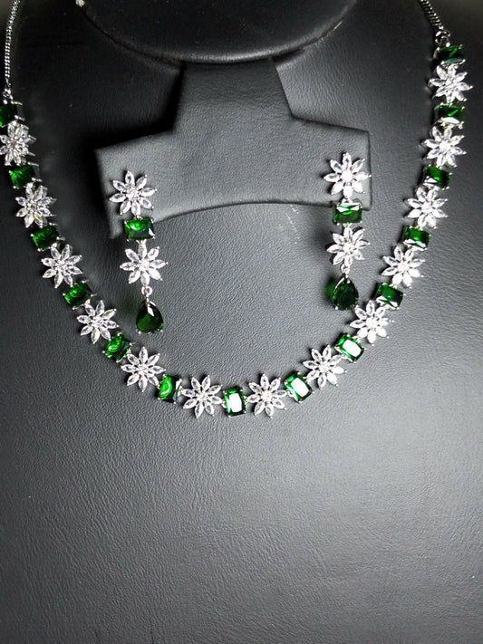 H&A Jewellery One Carat Silver Plated American Diamond Set