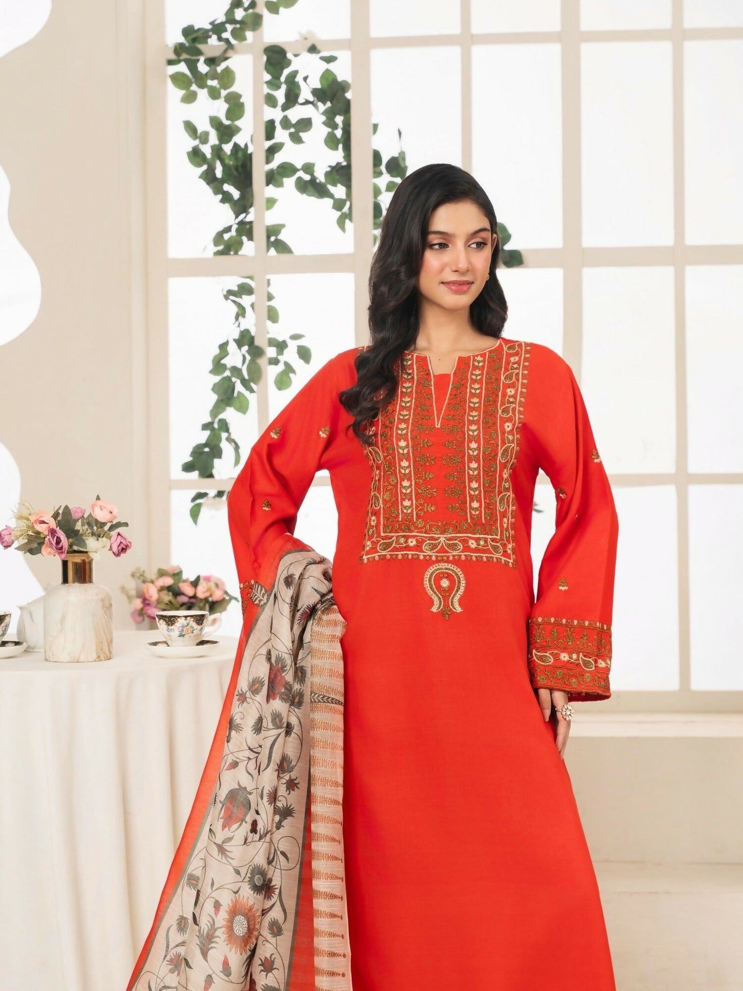 Stylish Collection Serene Summer Linen Embroidered Stitched 3-Piece Suit–Urge