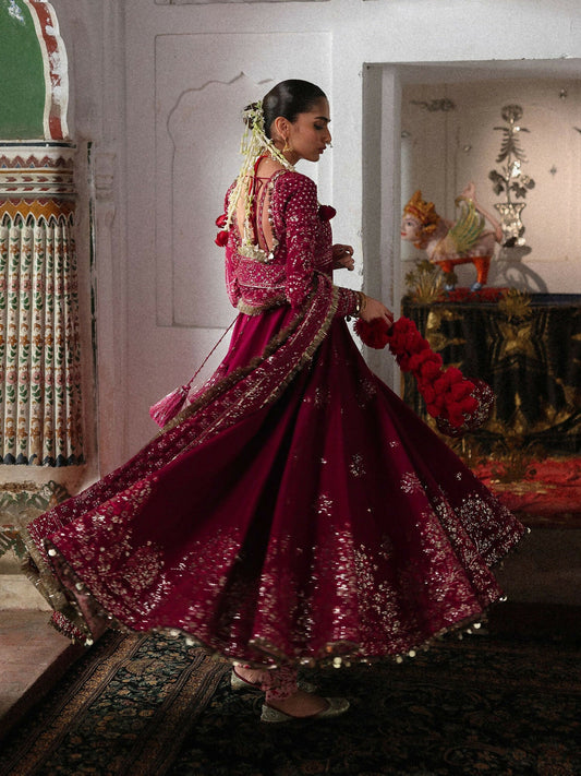 Hussain Rehar Festive Unstitched'26 Korean Raw Silk Embroidered 3-Piece Suit-Gulpanra