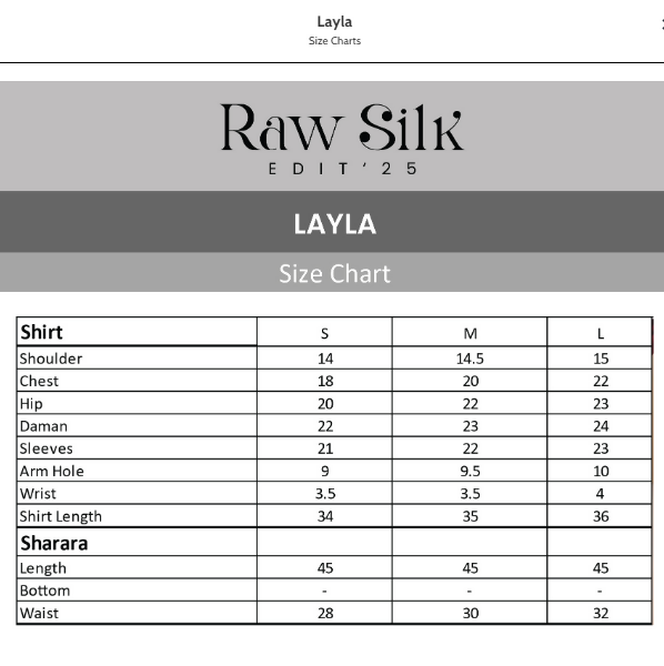 Hemstitch Raw Silk Embroidered Stitched Gharara-Layla