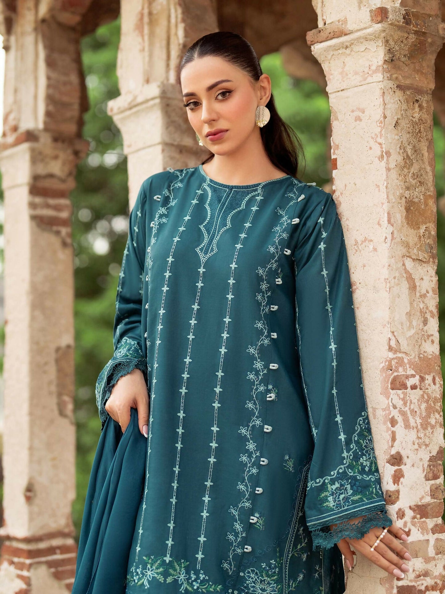 Panache Apparel Rang-e-Bahar Lawn Embroidered Stitched Suit-Fasana