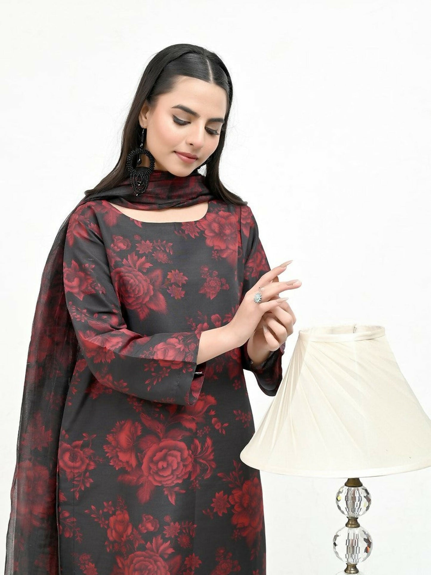 Imran Aftab Valentine's Day Raw Silk Printed Stitched 3-Piece Suit-IAVD 02