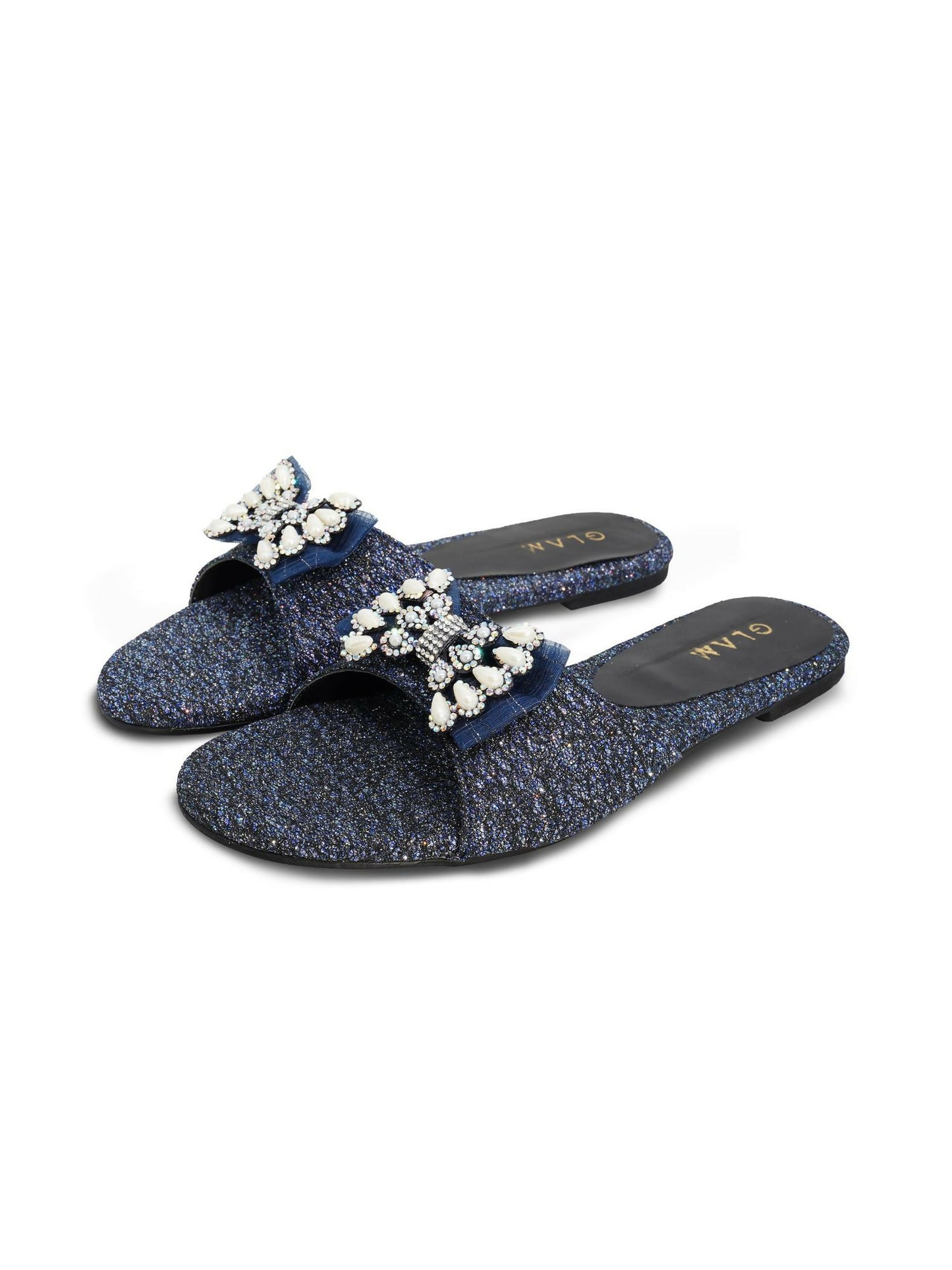 Black Royale Leather Women’s Slides-776