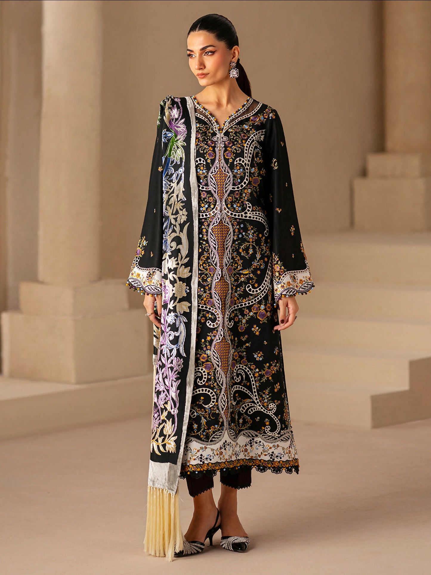 Binilyas Saqqara Kotrai Embroidered Unstitched 3-Piece Suit-167-B