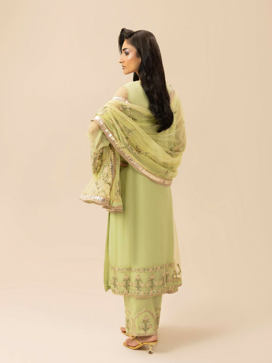 Shurooq Garden Of Dreams Silk Embroidered Stitched 3-Piece Suit-Verde