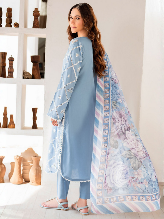 Panache Apparel Lawn Embroidered Stitched 3-Piece Suit-Vivid