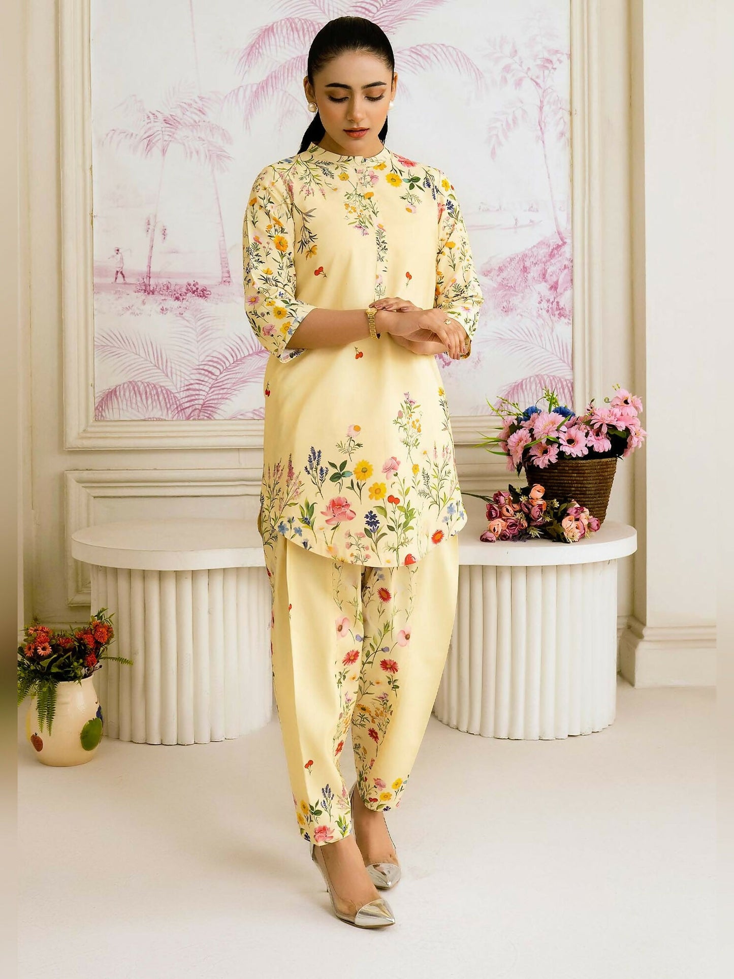Allure By IH Salina Lawn Silk Printed Co-Ord Set-Blossom