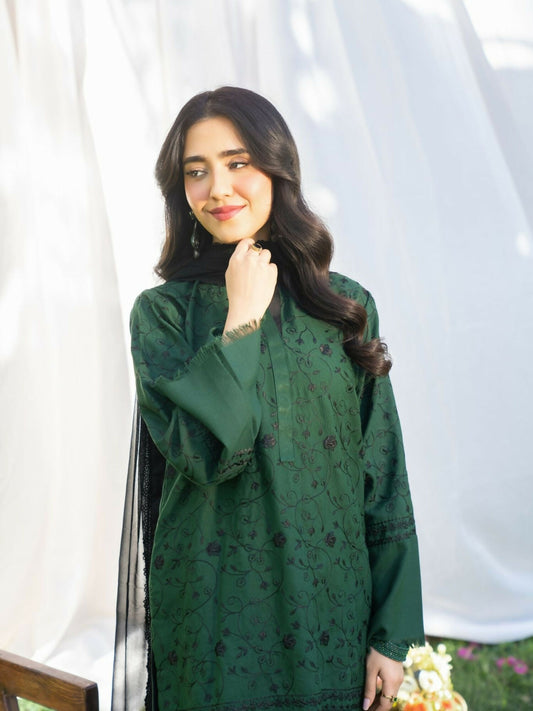 Panache Apparel Serenity Linen Embroidered Stitched Suit-Aarfa