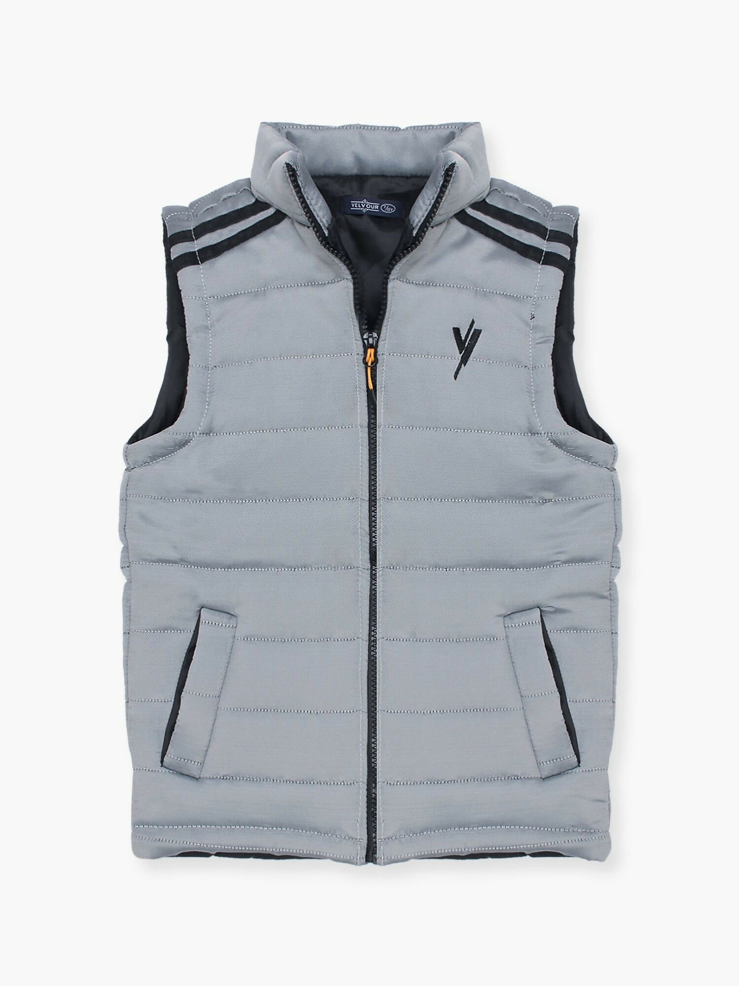 Silver Velvour Printed Puffer Jacket- VJ35-E