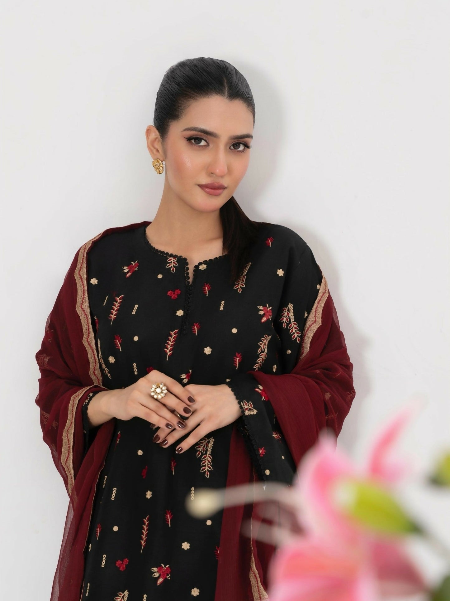 Stylish Collection Serene Summer Cotton Embroidered Stitched 3-Piece Suit–Dream