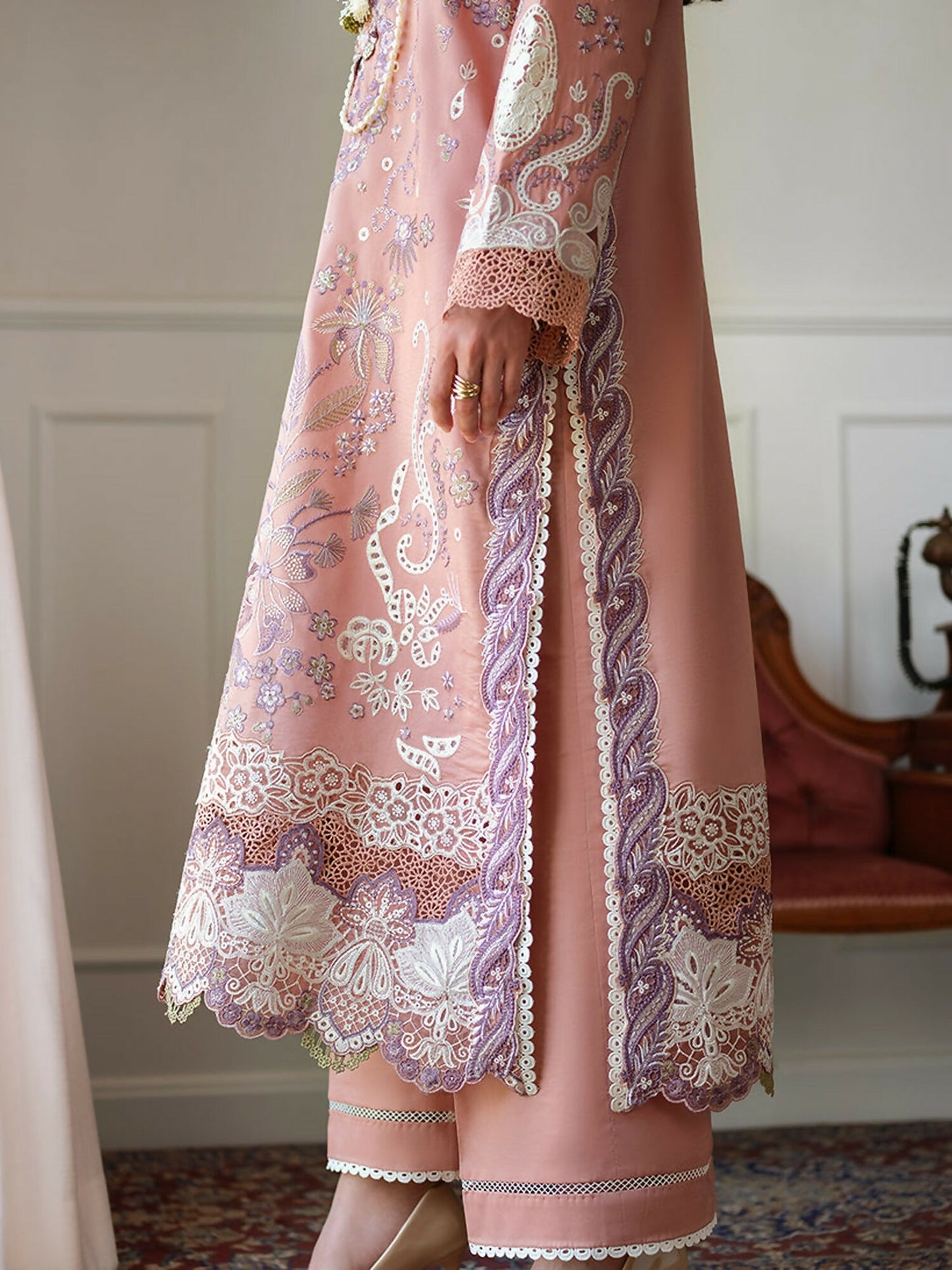 Mushq A Moi Luxury Lawn Embroidered Unstitched 3-Piece Suit-Daisy Chain