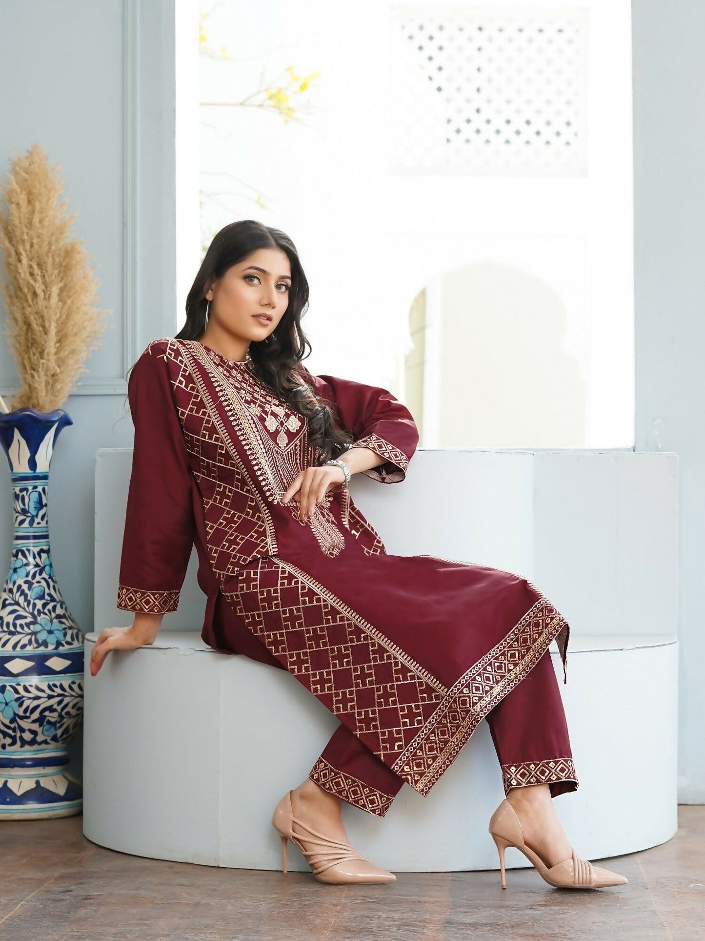Stylish Collection Aaraish Cotton Embroidered Stitched 2-Piece Suit-Swera