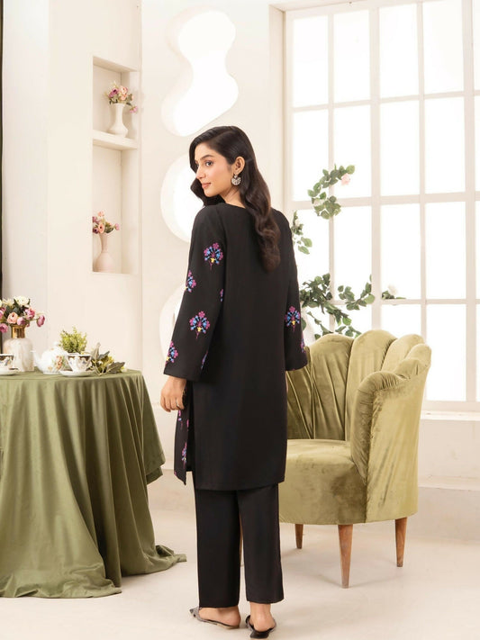 Stylish Collection Aaraish Linen Printed Stitched 2-Piece Suit-Black Blossom