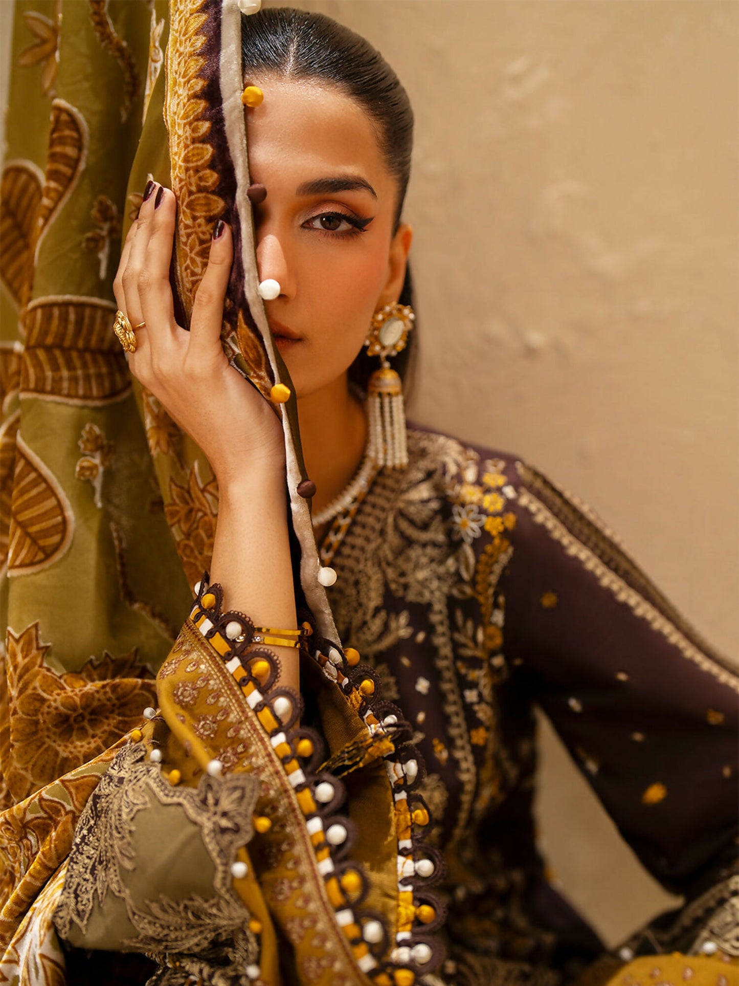 Binilyas Saqqara Kotrai Embroidered Stitched 3-Piece Suit-164-A