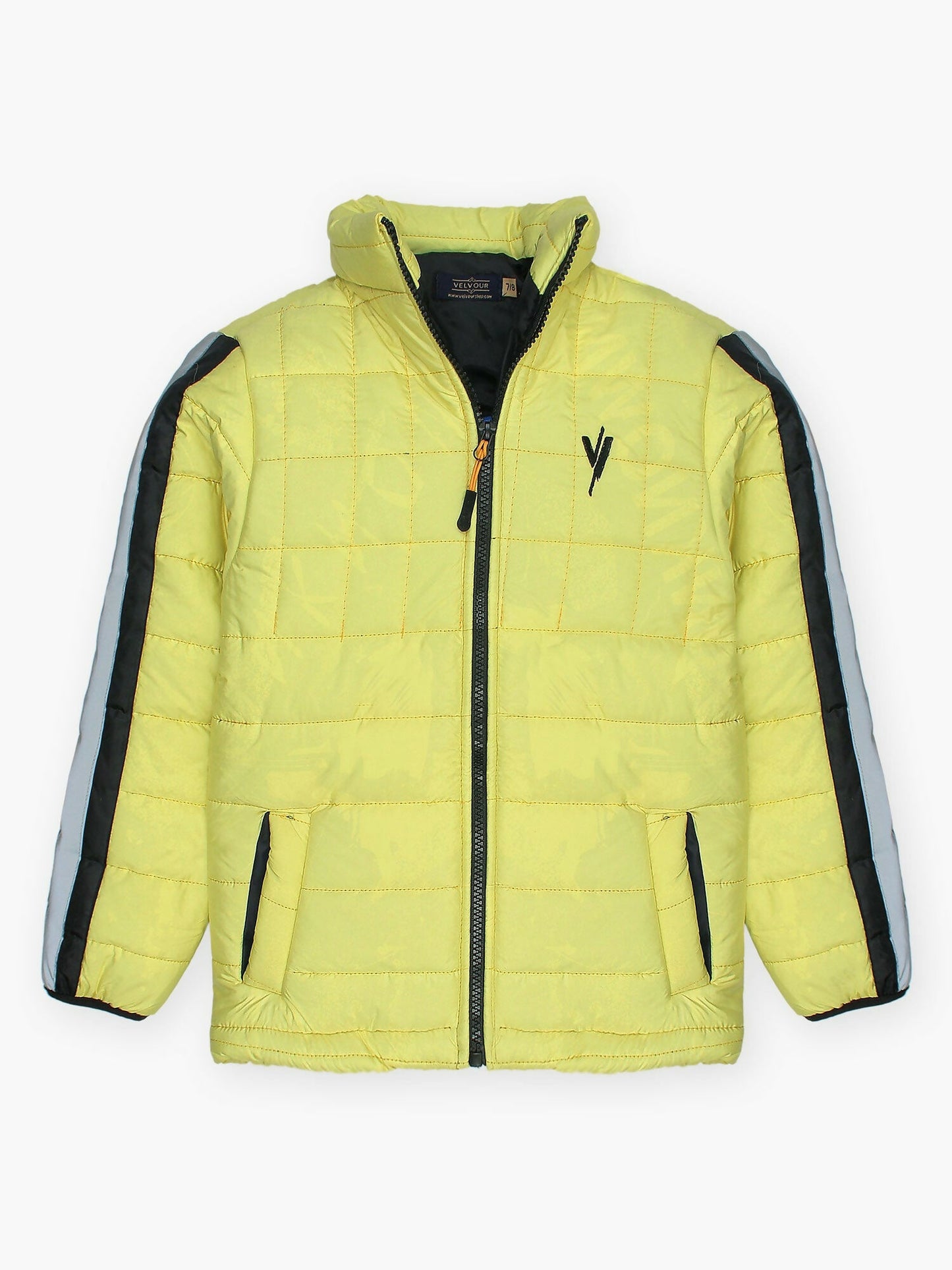 Yellow Velvour Puffer Jacket-VJ43-A