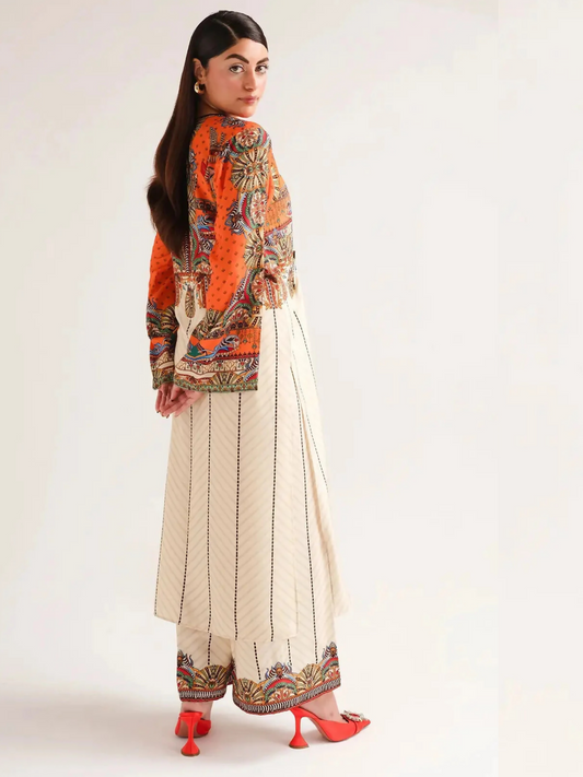 MH Cloth House Poly Lawn Printed Stitched 2-Piece Suit-Zarnoor
