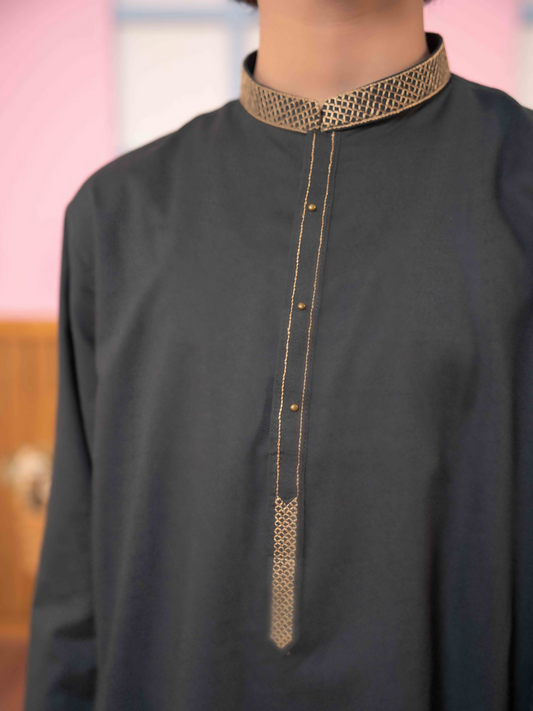 Velvour Boys Cotton Embroidered Stitched Kurta Trouser Suit-VB171-B