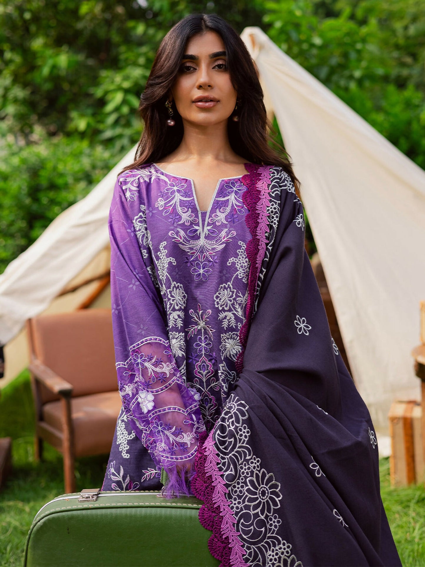 Mahnur Gardenia Khaddar Embroidered Stitched 3-Piece Suit-GR-01