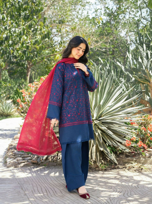 Panache Apparel Serenity Linen Embroidered Stitched Suit-Selin
