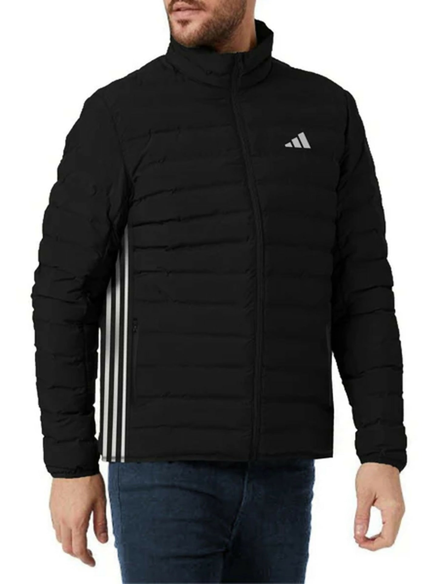 Funky 3 Stripes Signature Logo Premium Quilted Bomber Jacket For Men-14893