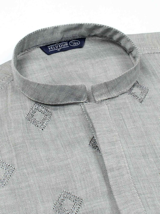 Velvour Boys Cotton Embroidered Stitched Kurta-VB196-I