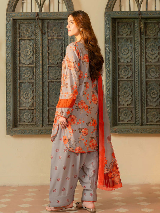 Panache Apparel Mah-e-Noor Rawsilk Printed Stitched 3-Piece Suit-Zahara