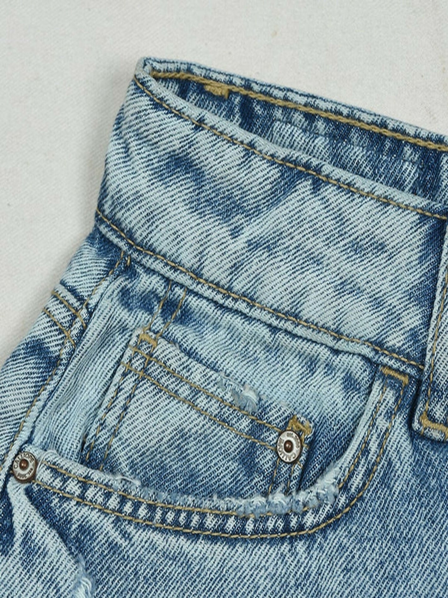 Funky's Plain MId Length Ripped Denim Skirt-11491